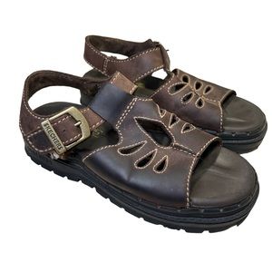 Vintage Y2K Skechers Jammers Leather Chunky Cutout Fisherman Sandals Size 7